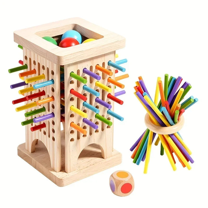 Wooden stick tower balance game