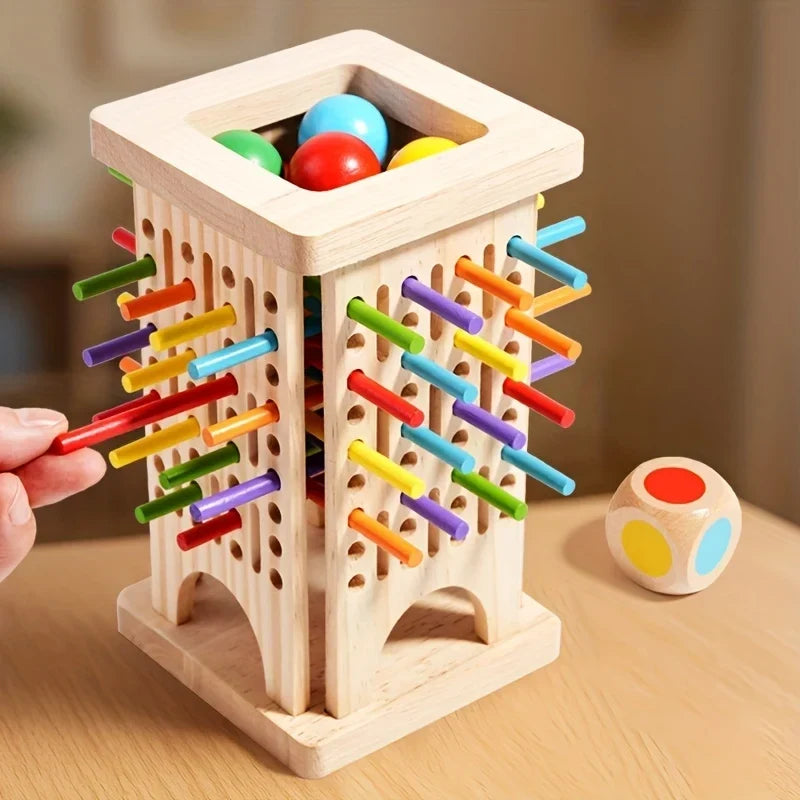 Wooden stick tower balance game