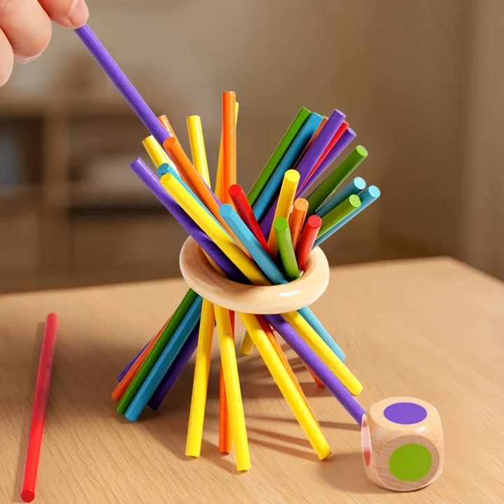 Wooden stick tower balance game