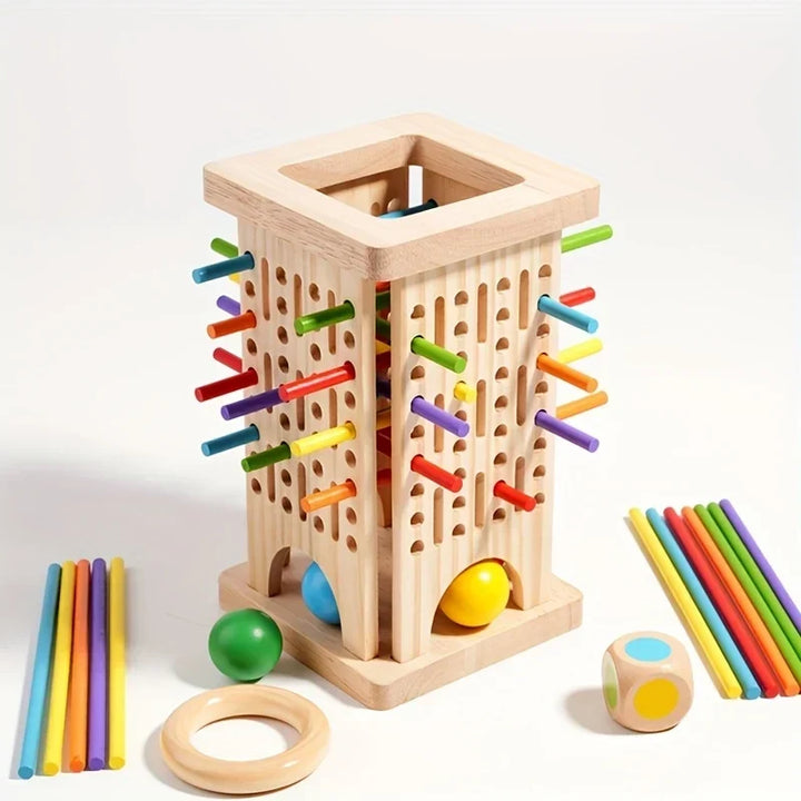 Wooden stick tower balance game