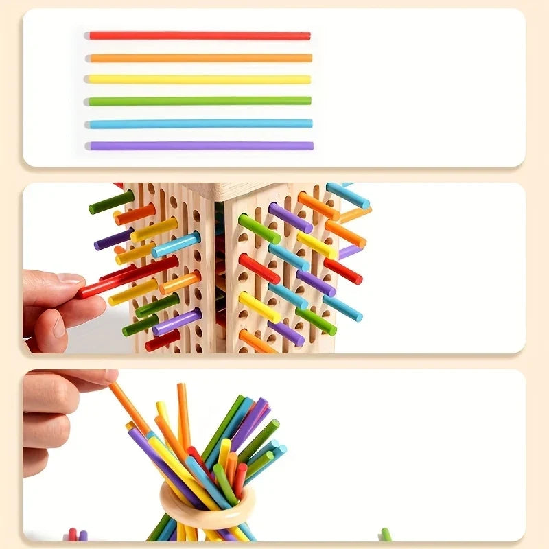 Wooden stick tower balance game