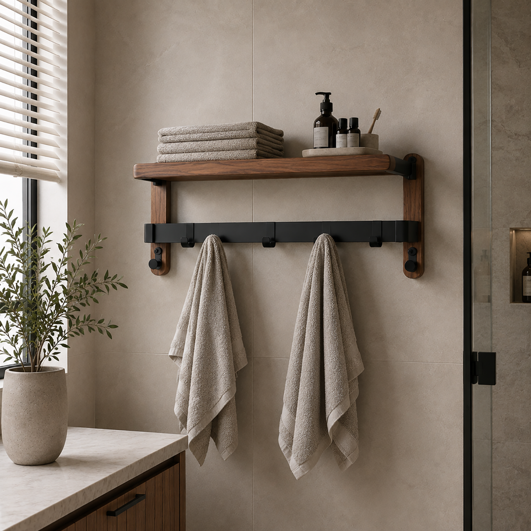 Wooden Towel Rack Wall Mounted image 5