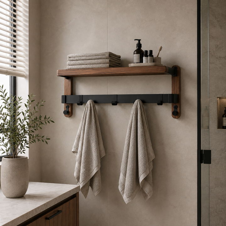 Wooden Towel Rack Wall Mounted image 5