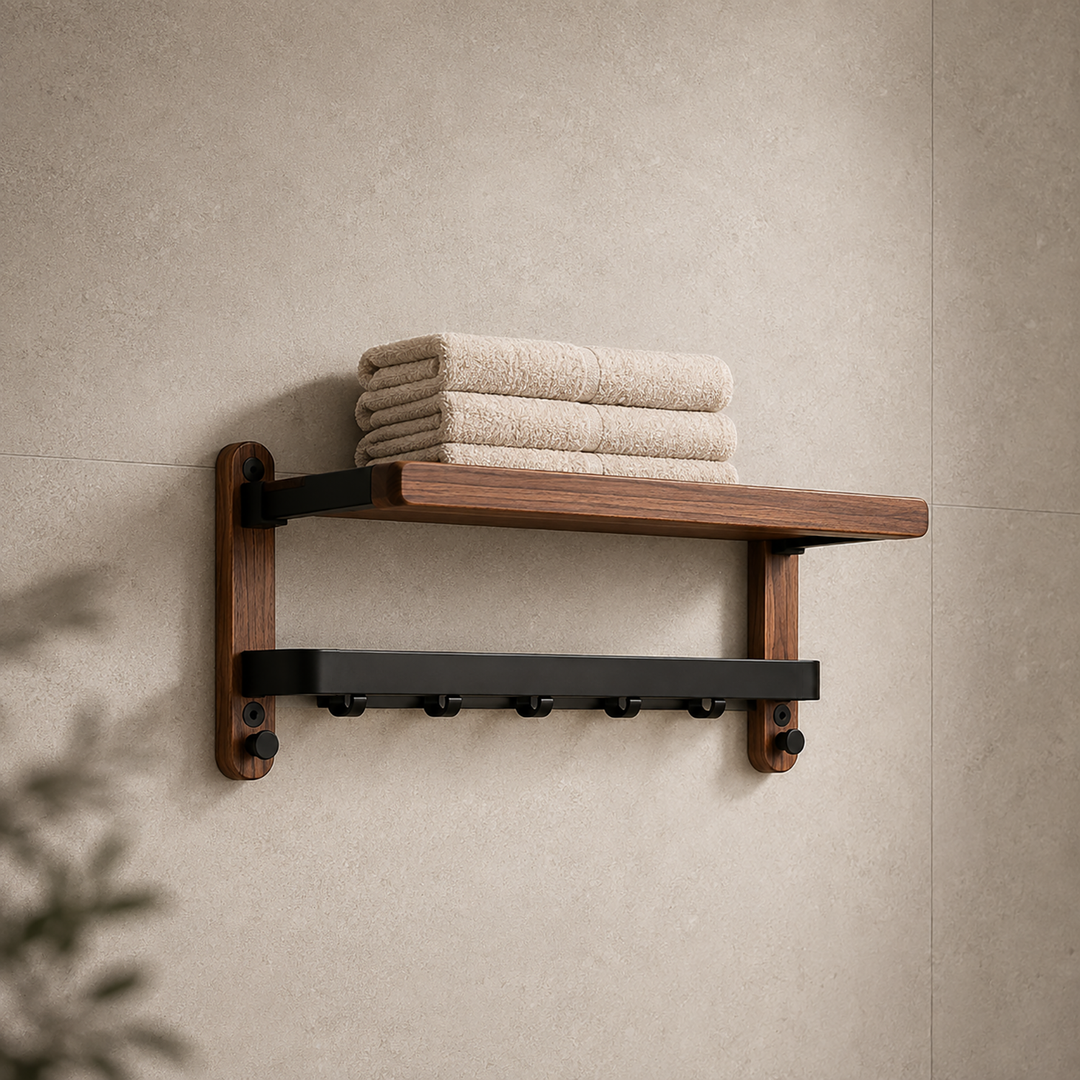 Wooden Towel Rack Wall Mounted image 2