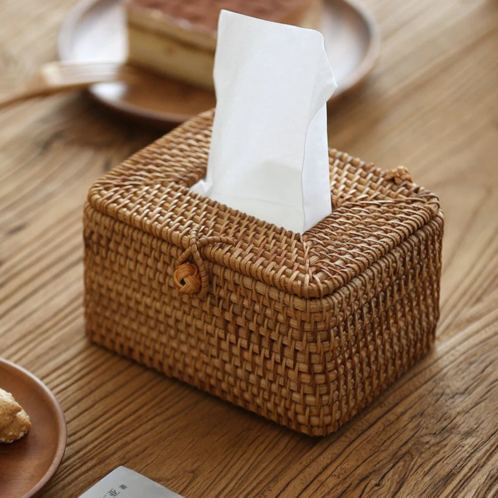Woven Rattan Tissue Box Cover