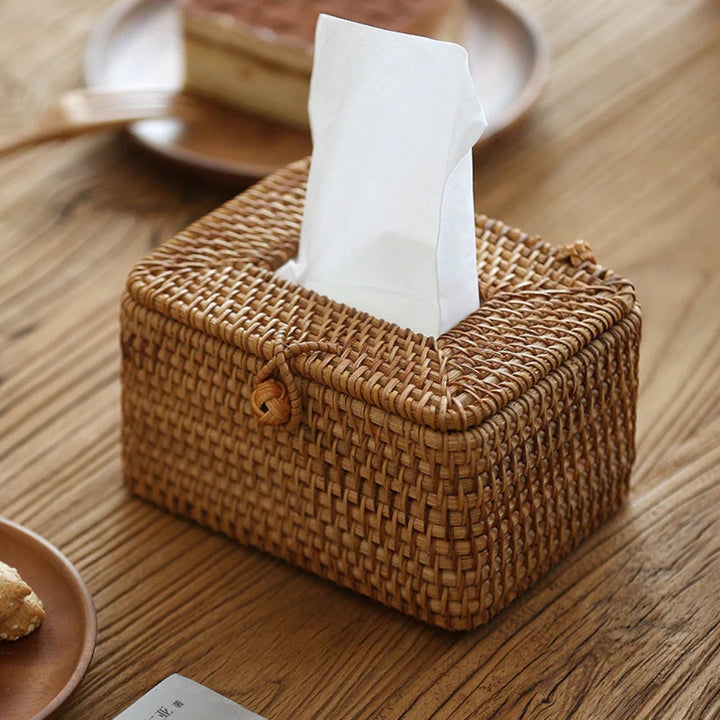 Woven Rattan Tissue Box Cover