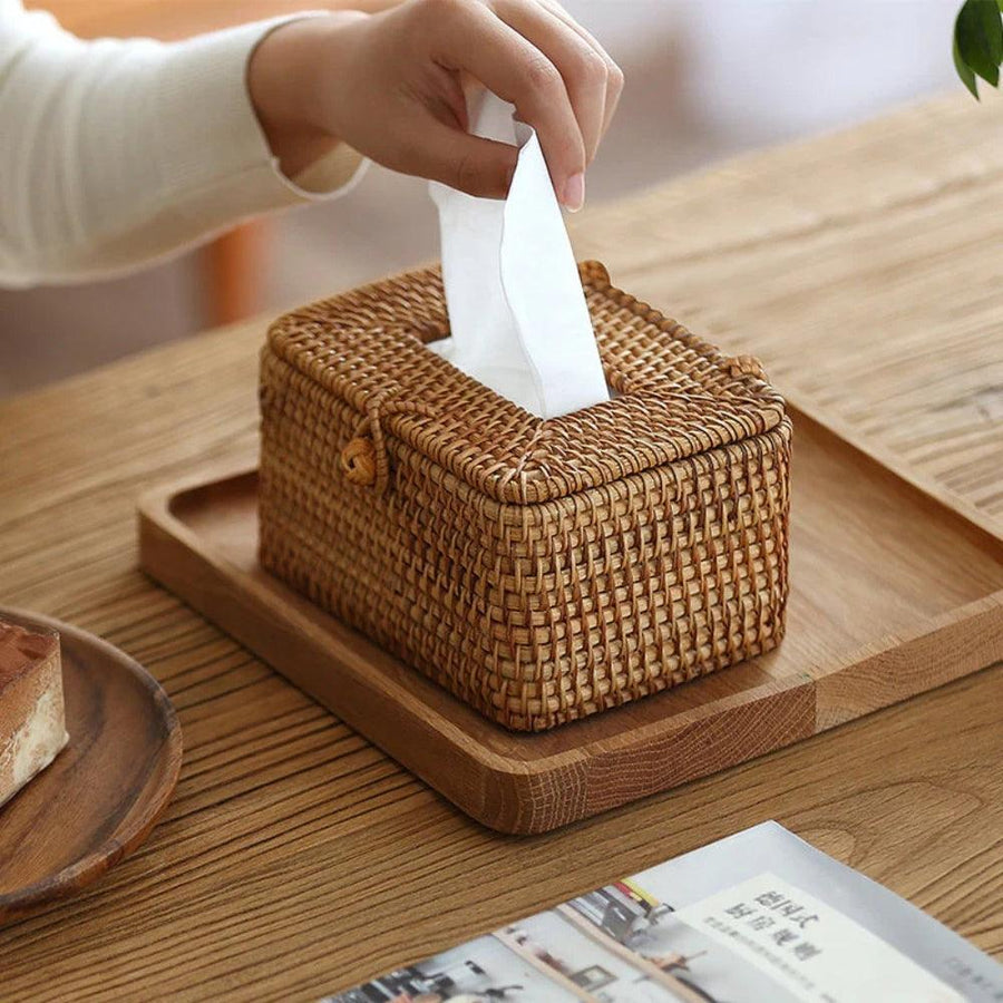Woven Rattan Tissue Box Cover